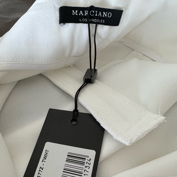 $250 NWT MARCIANO WHITE HIGH WAISTED WIDE LEG BELTED PANTS M / IT 42 - Picture 6 of 8